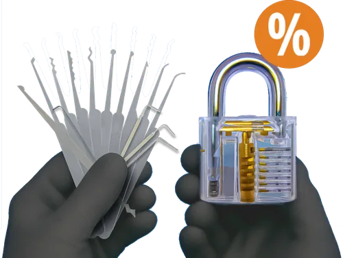 Lockpick set met oefenslot voor 17,99 euro